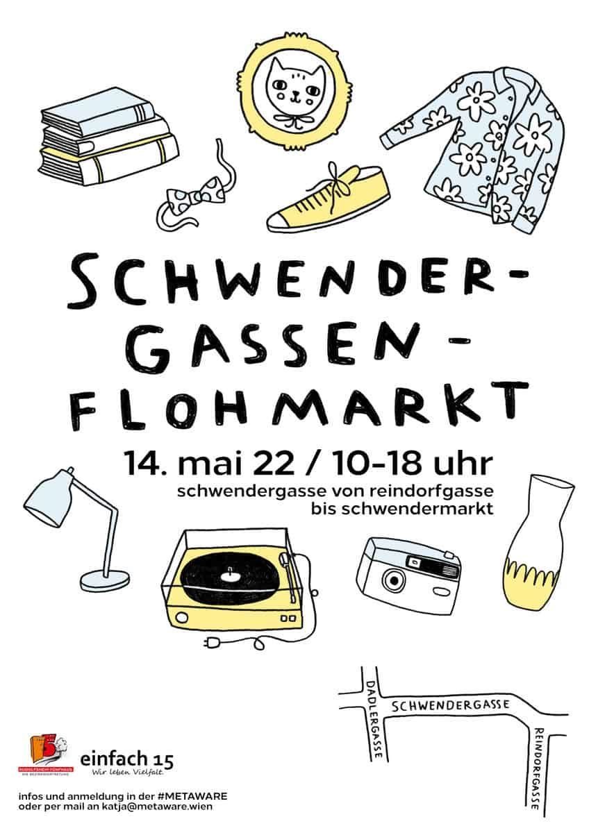 Schwendergassen-Flohmarkt 14. Mai 2022 Plakat